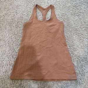 Lululemon Tank Top Womens Medium Beige Built In Bra Racerback Yoga Athletic